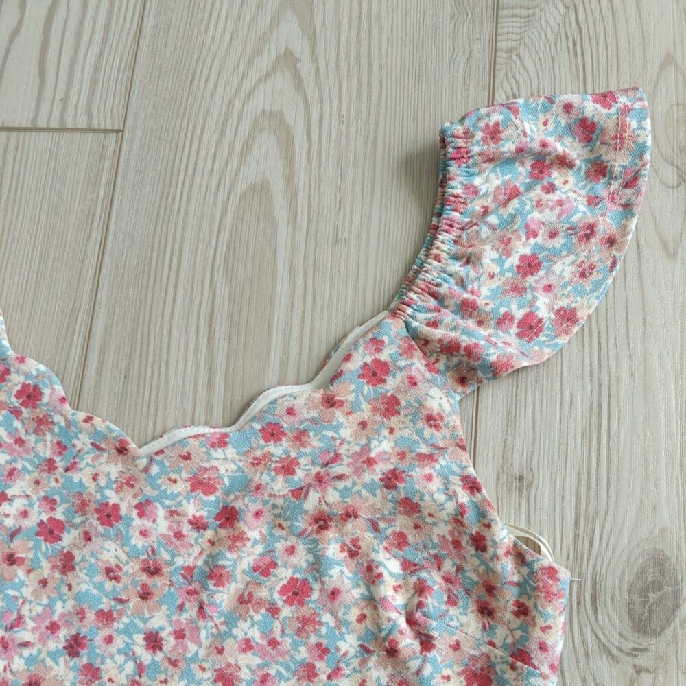 Floral Women's Dress A-Line Ruffle Straps Pink Small Monteau Los Angeles - Picture 4 of 11